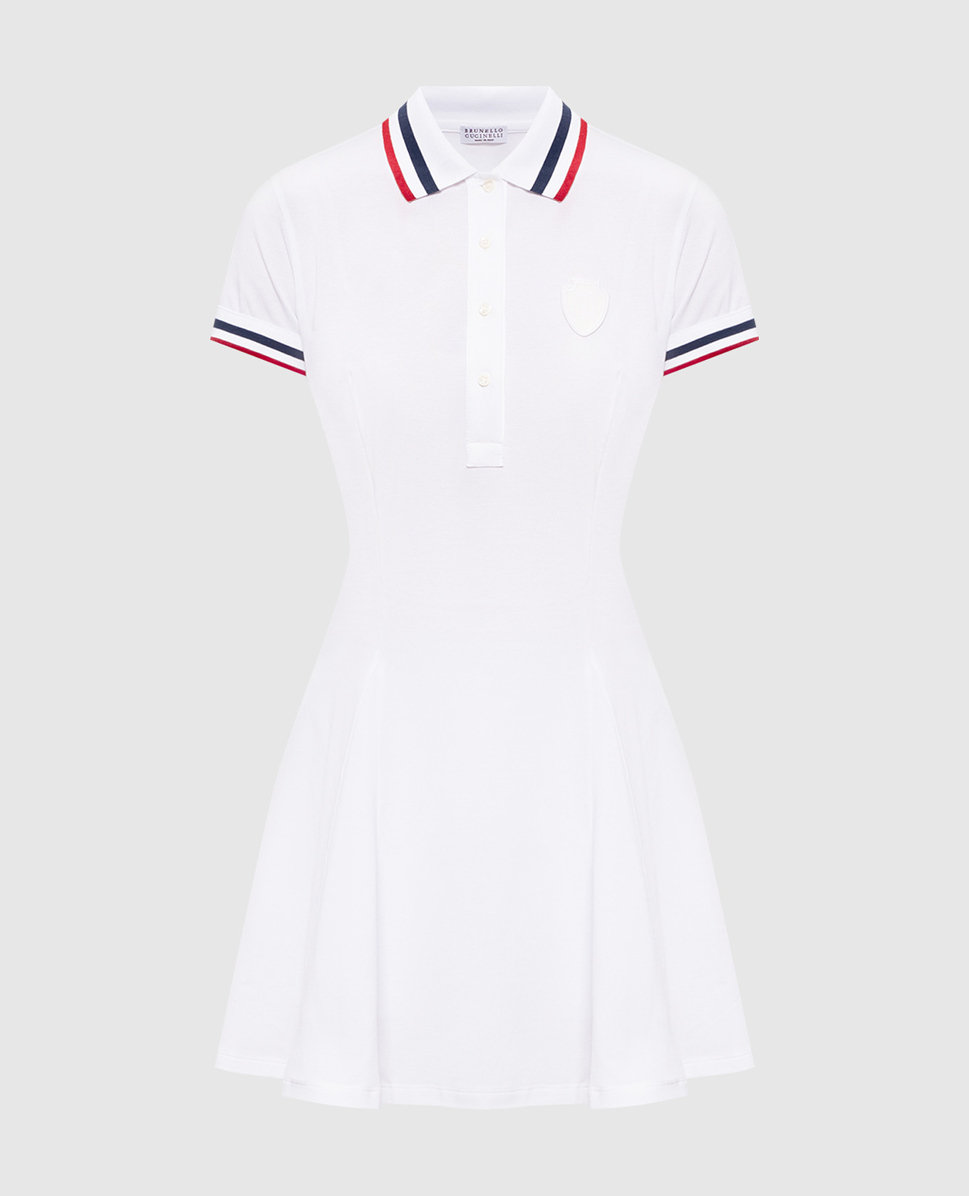 

Белое платье-поло с нашивкой эмблемы, Белый, Повседневные платья