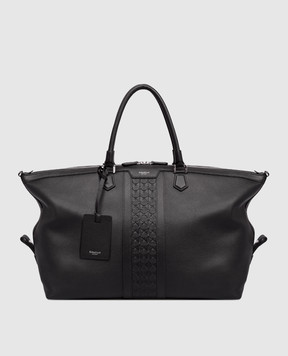 Serapian Черная кожаная дорожная сумка с логотипом SRCMOMTR707545C001