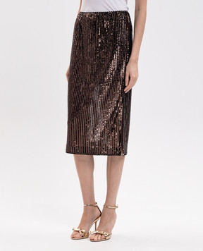 Twinset Коричневая юбка в пайетке 262TT2142