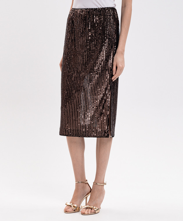 Twinset Коричневая юбка в пайетке 262TT2142 изображение 3