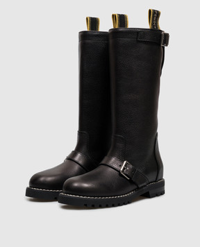 Fendi Черные кожаные сапоги Commando 8T9048AY0N