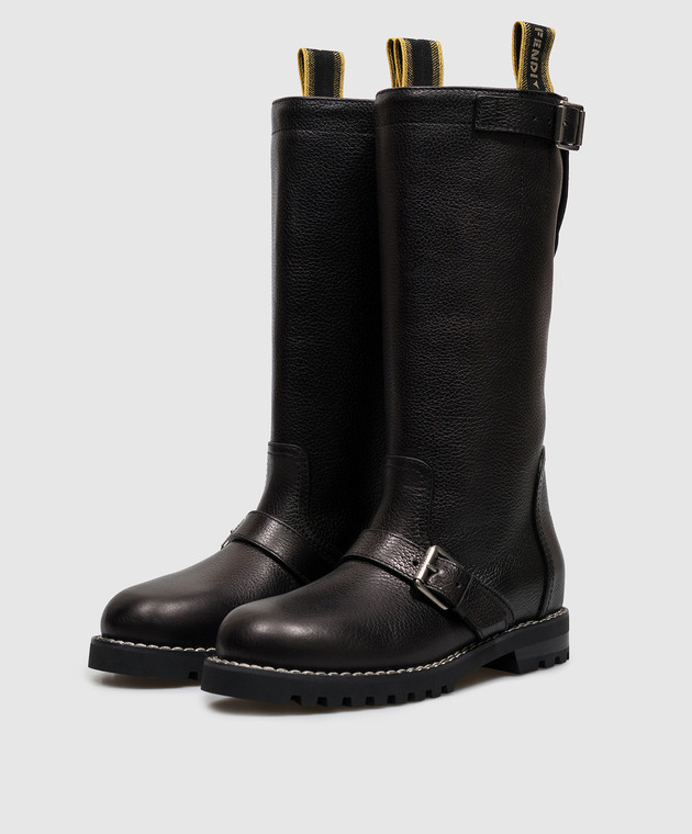 Fendi Черные кожаные сапоги Commando 8T9048AY0N изображение 2