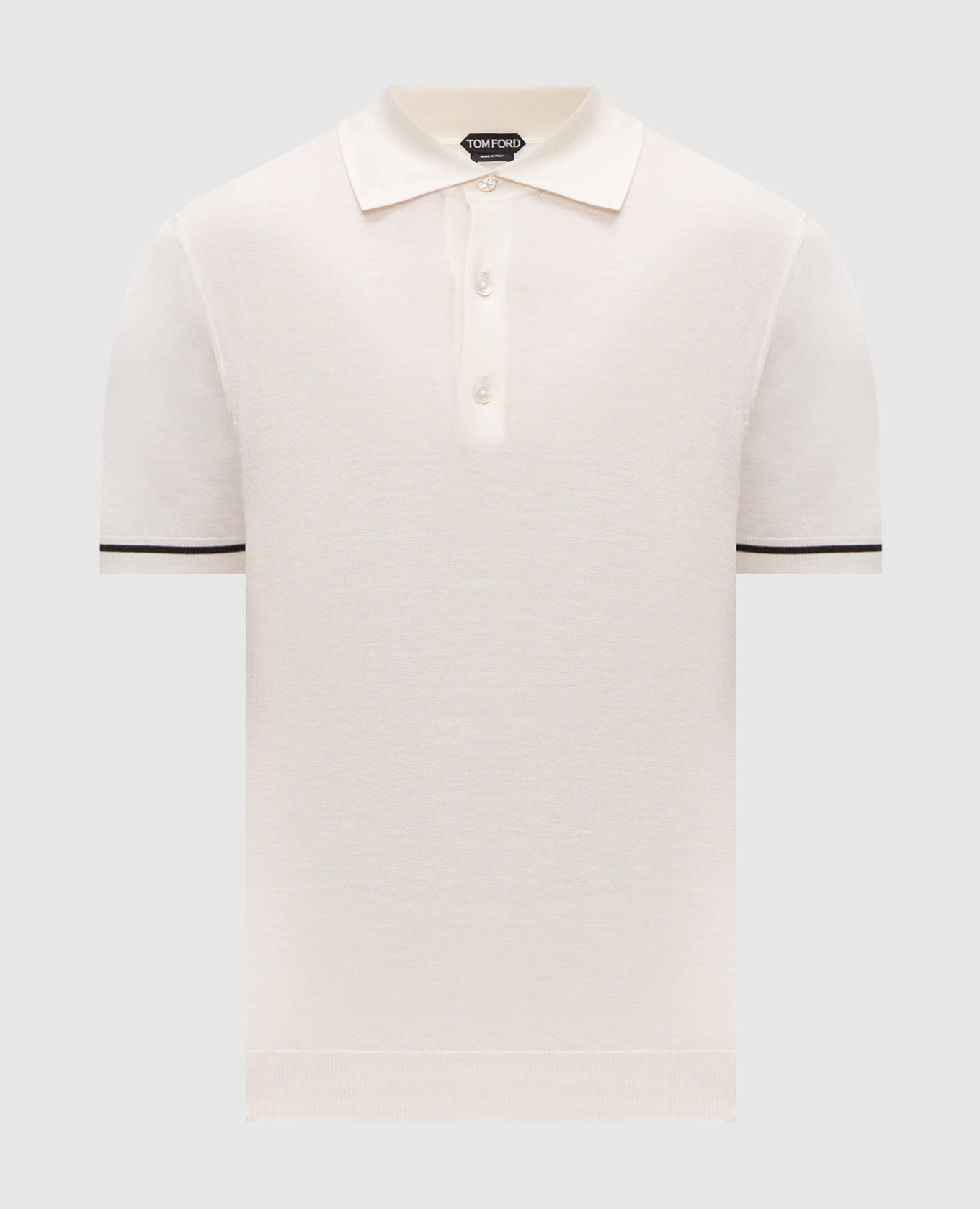 Белое поло из кашемира и шелка