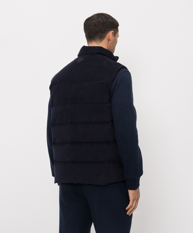 ISAIA Синий вельветовый пуховый жилет SW730520320 изображение 4