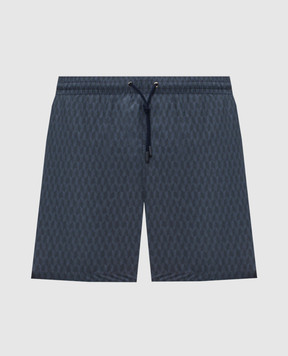 Canali Сині шорти для плавання в брендовий принт UA0010193024