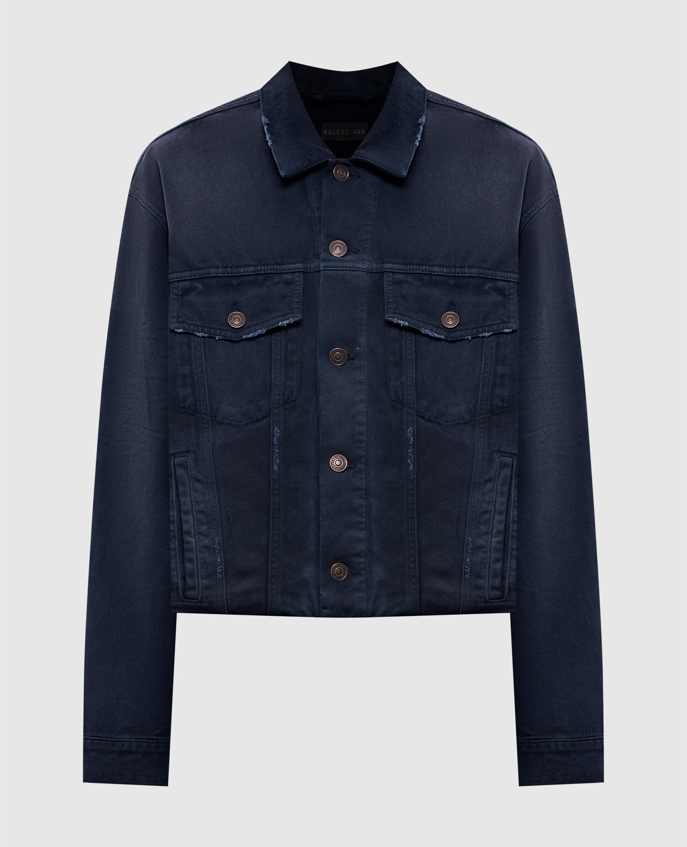 

Синяя джинсовая куртка с эффектом потертости, Синий, Джинсовые куртки