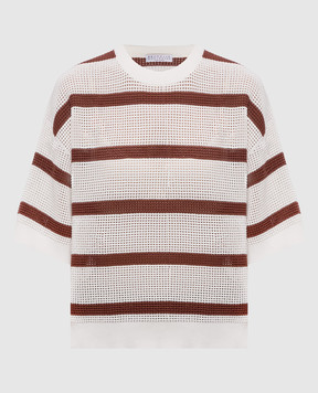 Brunello Cucinelli Белый топ в полоску M19225710