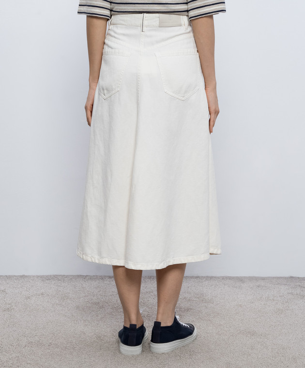 Brunello Cucinelli Джинсова спідниця кольору айворі з льоном ML996G4009 зображення 4