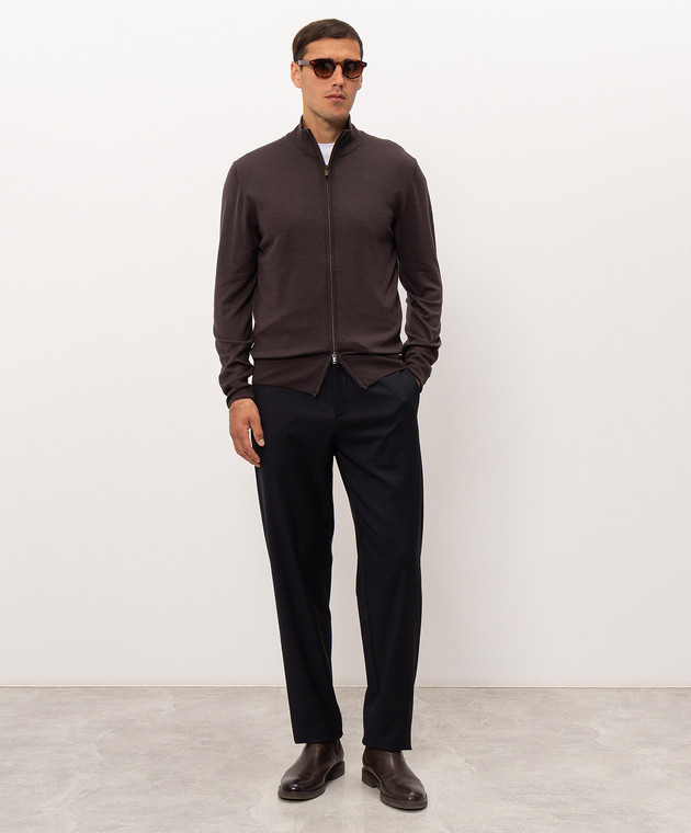 Canali Коричневий кардиган з вовни MK01149C0022 зображення 2