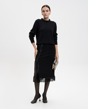 Jil Sander Черная юбка с бахромой J03MA0268J20232
