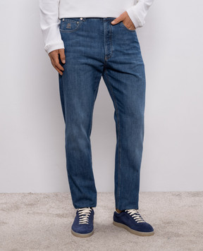 Brunello Cucinelli Сині джинси з вишивкою емблеми ME645O1090