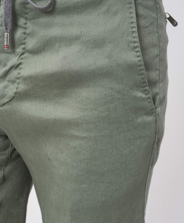 Marco Pescarolo Зелені шорти з льоном CENITO5302 зображення 5