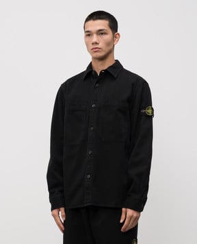 Stone Island Чорна сорочка з патчем логотипа K2S151200025S0184