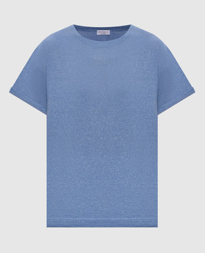 Brunello Cucinelli Голубая футболка с кашемиром и шелком M41810000