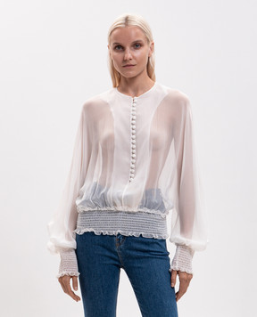 Balmain Белая блуза из шелка HF1HR156SB03