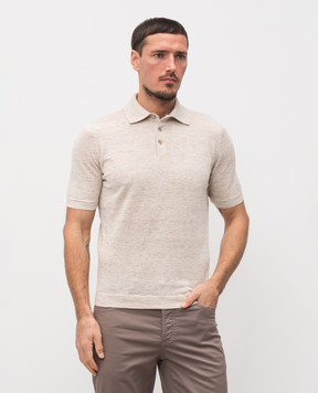 Brunello Cucinelli Поло бежевого цвета с леном M2L00315