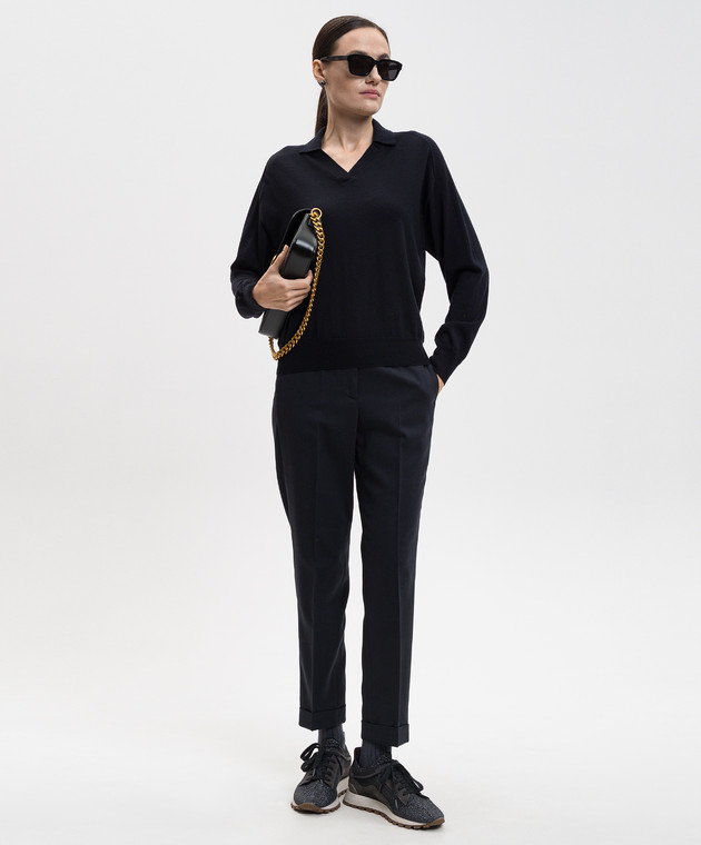 Peserico Синий пуловер из шерсти с воротником-поло S99426F1809770 изображение 2