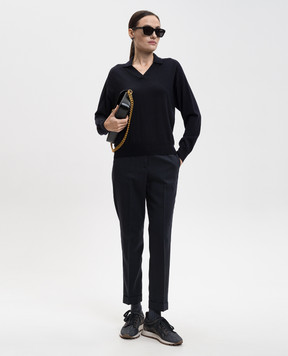 Peserico Синий пуловер из шерсти с воротником-поло S99426F1809770