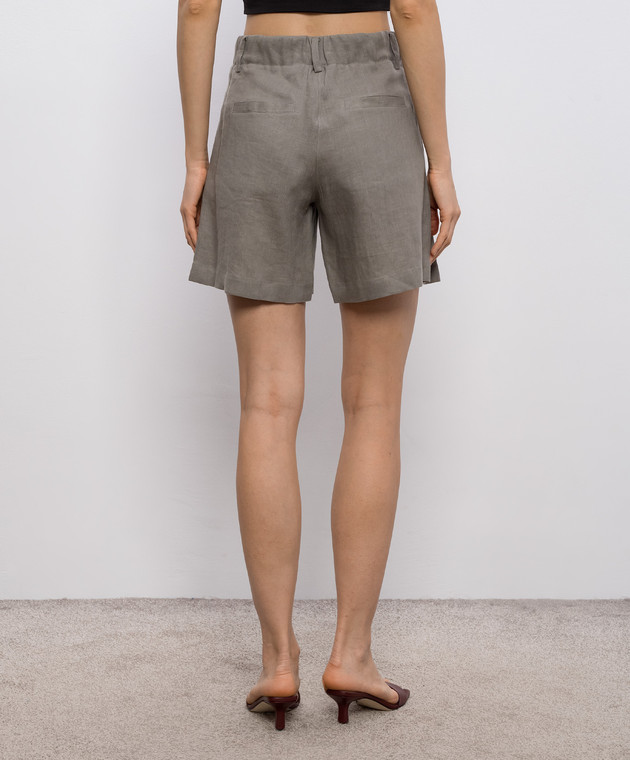 Brunello Cucinelli Серые шорты из льна MA698DV499 изображение 4