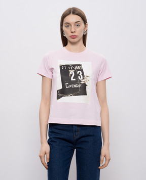Givenchy Рожева футболка з принтом BW70FJP7A4