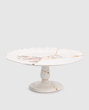 SELETTI Біла порцелянова підставка для торта Kintsugi з позолотою 09644