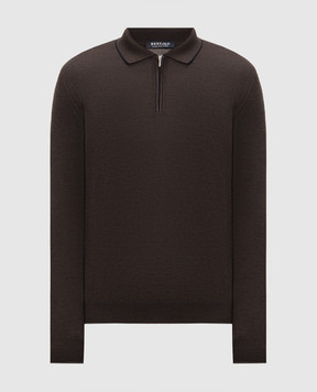 Bertolo Cashmere Коричневое поло из шерсти и шелка на молнии 902636002587