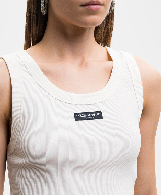 Dolce&Gabbana Топ кольору айворі в рубчик F8W40TFU7AV зображення 5