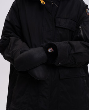 Parajumpers Чорні шкіряні рукавиці на хутрі 25WPAGLGL12