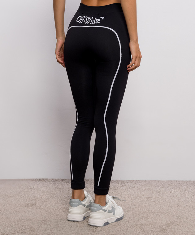 Off-White Черные леггинсы с узором логотипа 2FH00668B изображение 4
