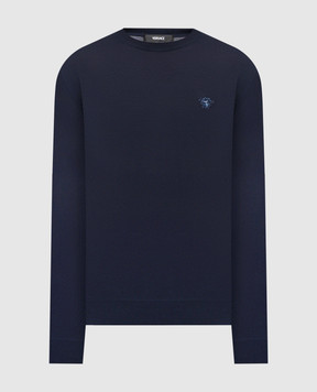 Versace Синий джепер из шерсти, шелка и кашемира 10218661A16169