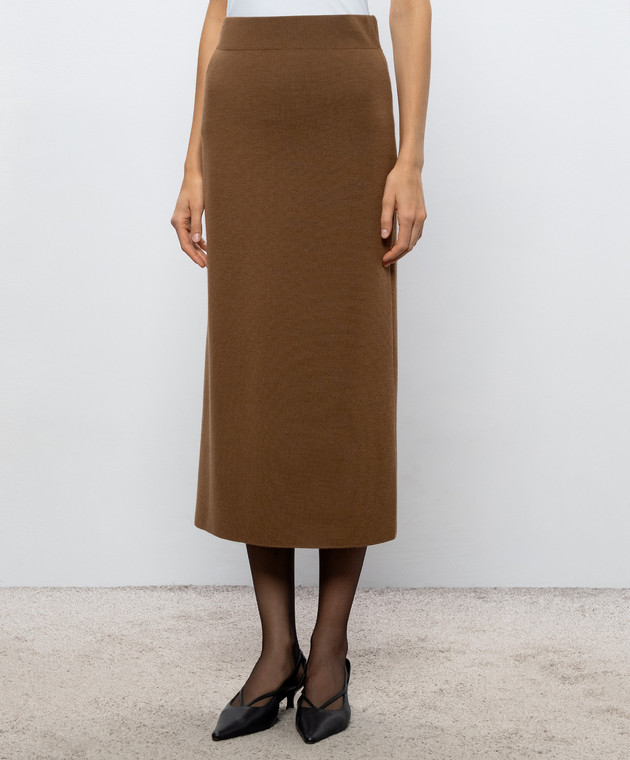 Max Mara Коричнева спідниця SONNI з вовни MMLSONNI зображення 3