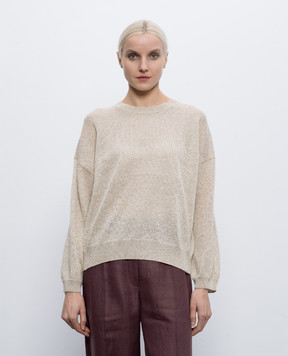 Brunello Cucinelli Бежевый джемпер из льна с пайетками MDT746410