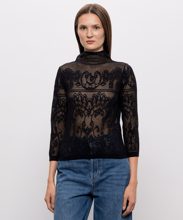 Twinset Чорний топ у візерунок 262TF3031 зображення 3