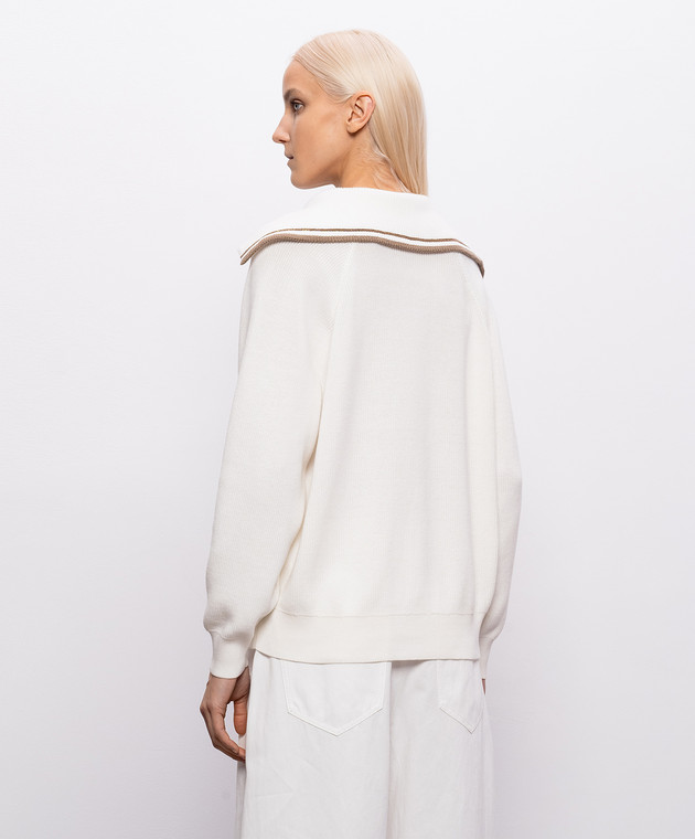 Brunello Cucinelli Свитер цвета айвори с цепочкой мониль M19253202 изображение 4
