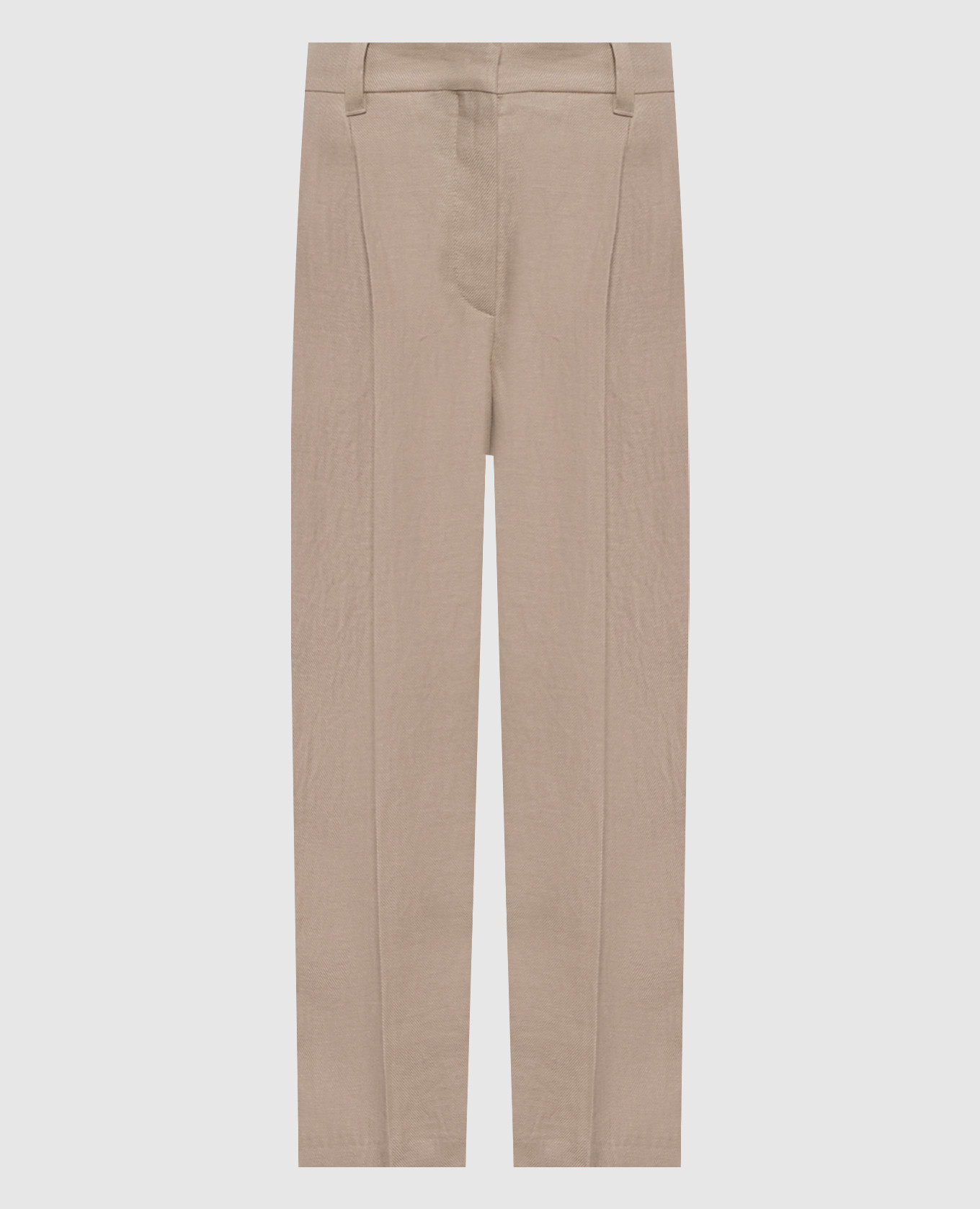 Бежевые брюки из льна