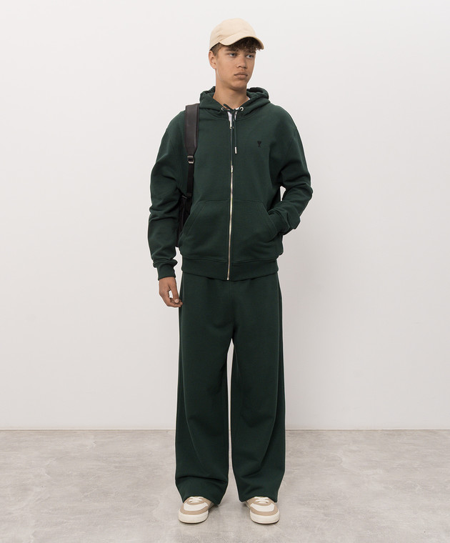Ami Paris Зеленая спортивная куртка с вышивкой HSW765730 изображение 2
