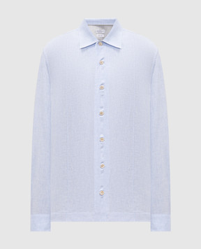 Brunello Cucinelli Голубая рубашка с коноплей и льном MA6780618