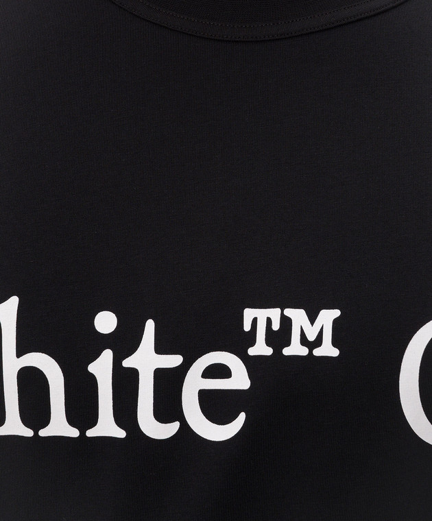 Off-White Черная футболка с контрастным принтом логотипа 44MAA16MF26J00G изображение 5
