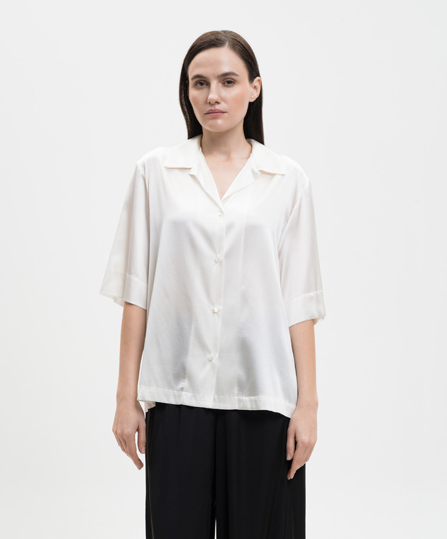 Solotre Біла блуза із шовку M1AB0093 зображення 3