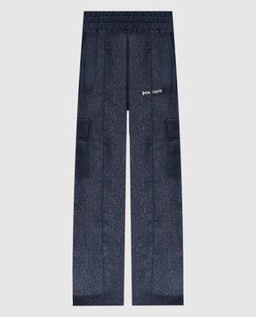 Palm Angels Синие брюки-карго из льна PMCF03CS26FAB001