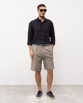 Stefano Ricci Чорна сорочка з льону MC008163BX2922