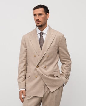 Brunello Cucinelli Коричнева краватка із шовку в тканий візерунок MX8600018