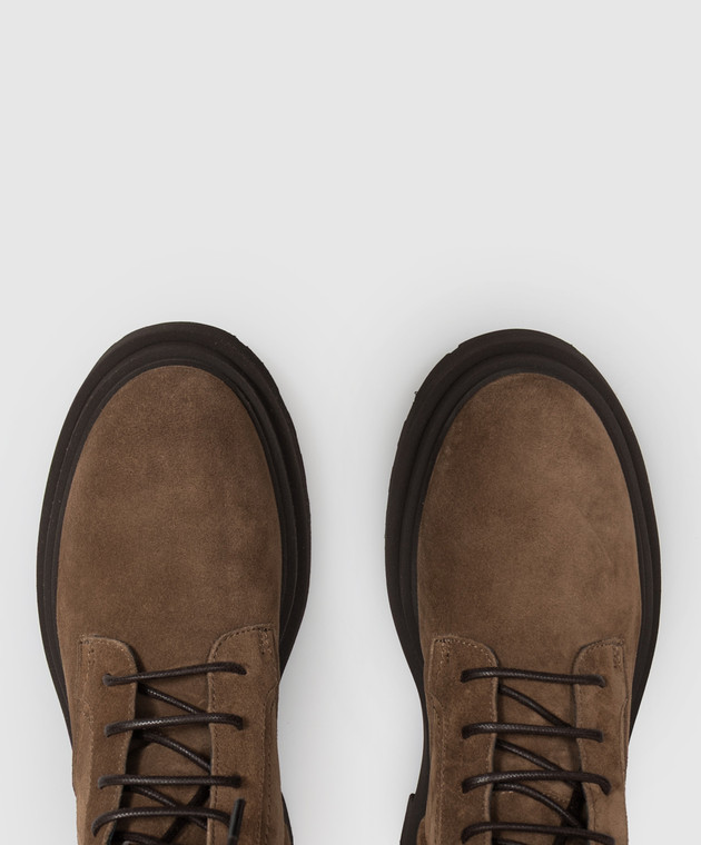 Brunello Cucinelli Коричневые замшевые ботинки с цепочкой мониль MZSFG3308 изображение 4