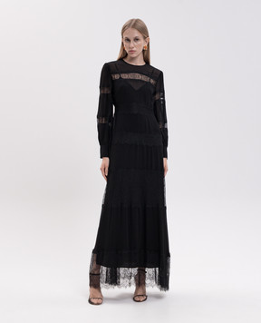 Twinset Чорна сукня максі з мереживом 262TT2630