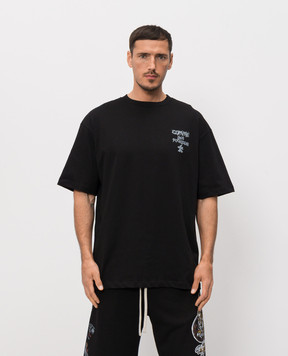 Comme des Fuckdown Чорна футболка з брендовим принтом FMS6CFABM01952