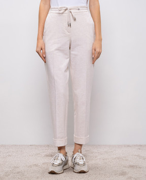 Peserico Бежеві меланжеві штани з відворотами M04768J002347