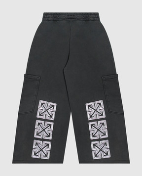 Off-White Детские серые спортивные брюки с контрастным принтом 44BCH00DF26F004