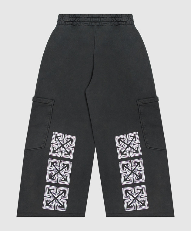 Off-White Детские серые спортивные брюки с контрастным принтом 44BCH00DF26F004 изображение 2