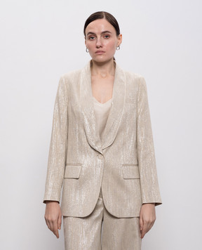 Peserico Бежевый жакет с леном с люрексом E0123200598