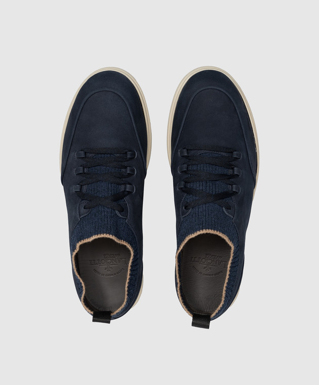 Lanciotti De Verzi Темно-сині кросівки з нубука SNEAKERS зображення 4